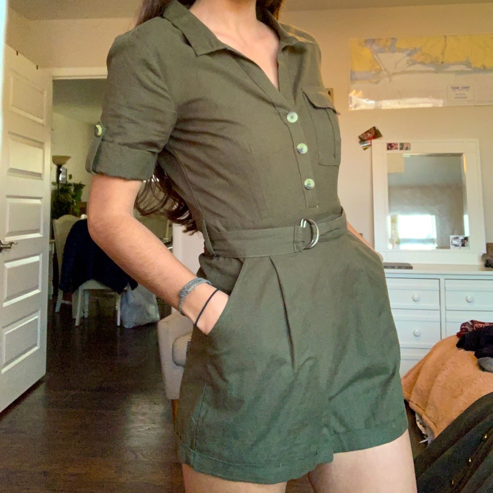 Small olive green romper from Charlotte Russe